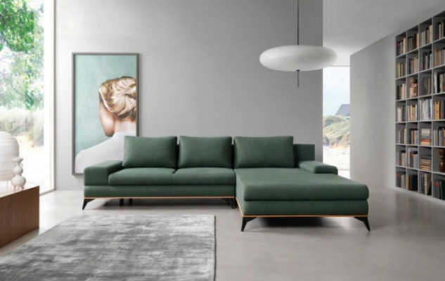 Upholstered sofa green Corner suite Corner sofa L-shape fabric sofa Couch Sofa Furniture