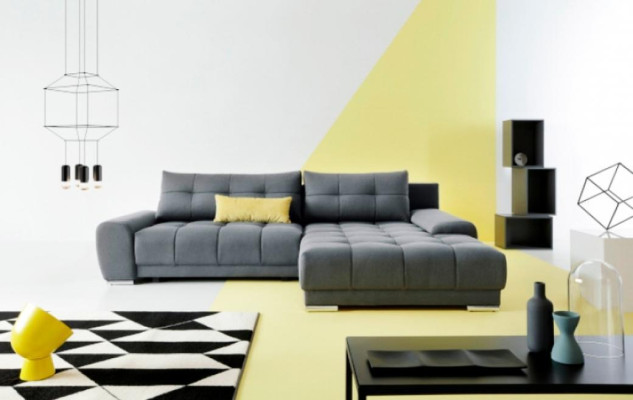 Corner suite fabric sofa gray Corner sofa Bed function L-shape upholstered sofa