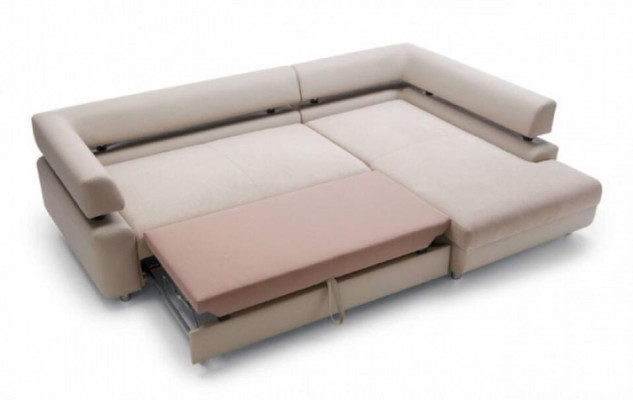Corner suite fabric sofa Beige Corner sofa Bed function L-shape upholstered sofa