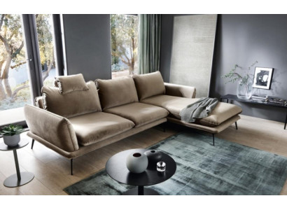 Corner suite fabric sofa Beige Corner sofa L-shape upholstered sofa Sofa Living room