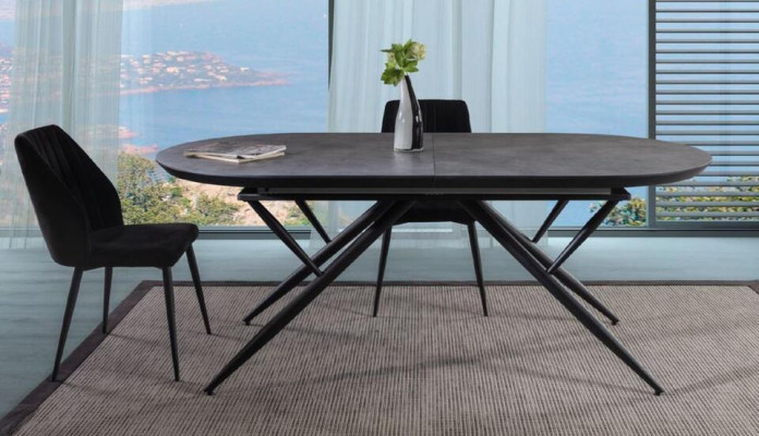 Oval Dining room table Dining table Extendable Kitchen Table Wood Gray Big