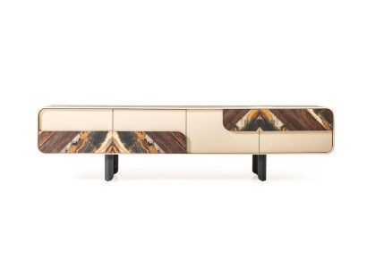 TV Stand TV-cabinet Lowboard Sideboard Wood Beige Living room Wall unit Furniture