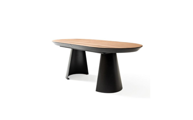 Oval Dining room table Kitchen Table Extendable Design Wood Brown Table