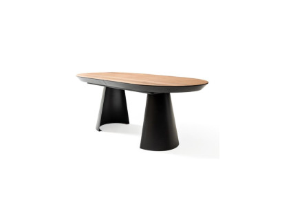 Oval Dining room table Kitchen Table Extendable Design Wood Brown Table