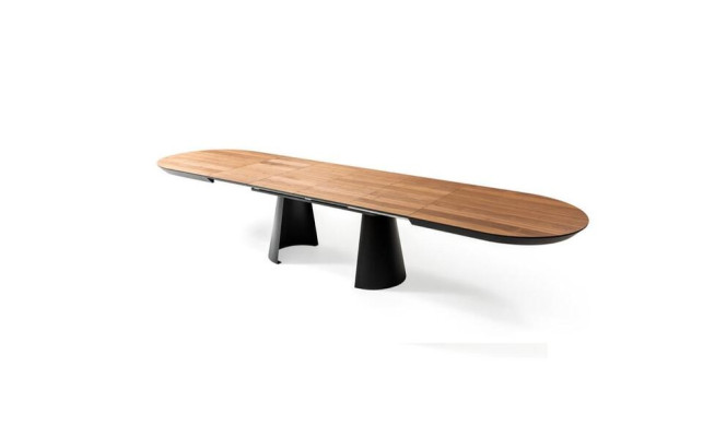 Oval Dining room table Kitchen Table Extendable Design Wood Brown Table