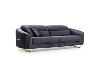 Sofa 3 Seater Upholstered Sofa Blue Textile Seat Design Couch Modern new