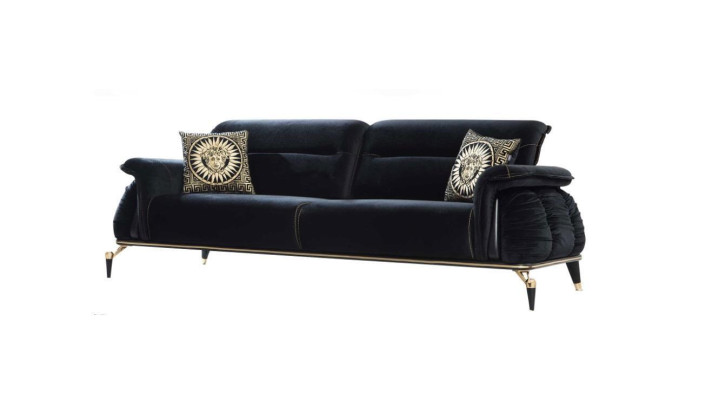 Sofa 3 Seater Black Chesterfield Designer Furniture Living room Sofas Luxury
