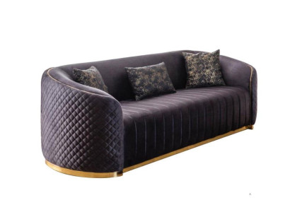 Sofa Luxury Living room Modern Three Seater Furniture Black 3 Seater Wood Textile