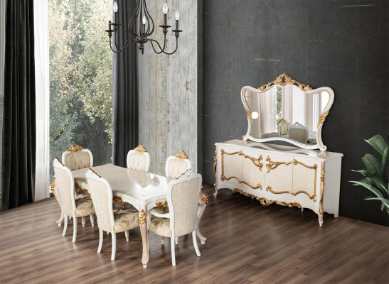 Luxury Set Dining room Dining table Chair XL Table Tables Chairs Wood Design 7 pieces new