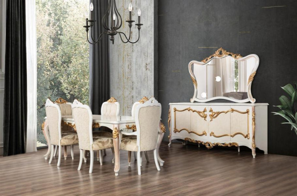 Luxury Set Dining room Dining table Chair XL Table Tables Chairs Wood Design 7 pieces new