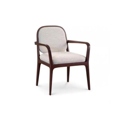 Designer Gray Upholstered Chair Dining room Furniture Brown Wooden Frame Armchair Chair
