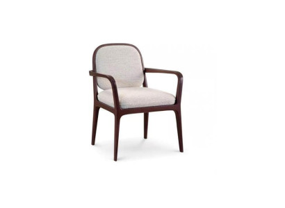 Designer Gray Upholstered Chair Dining room Furniture Brown Wooden Frame Armchair Chair