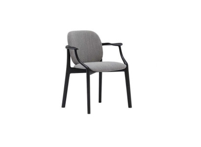 Designer Gray Dining room Chair Wooden Frame Armrests Chair Upholstery Furniture