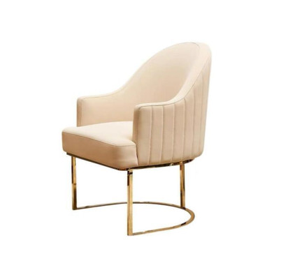 Beige Dining room Chair Designer Single Seater Textile Furniture Upholstered Chairs