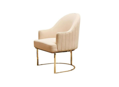Beige Dining room Chair Designer Single Seater Textile Furniture Upholstered Chairs