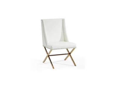 White Dining room chair Designer Textile Furniture stainless steel Metal single seater