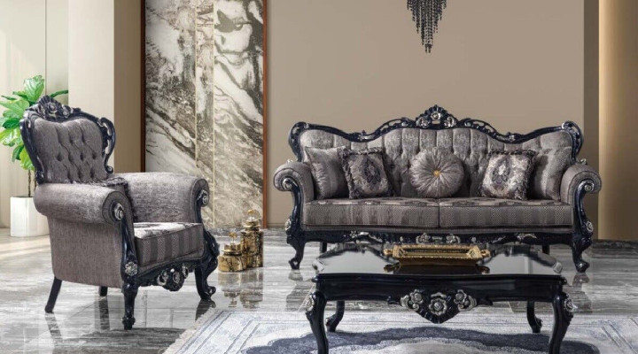 Couch Sofa Set Three Seater Armchair Sofa Suite Gray Upholstered Sofa