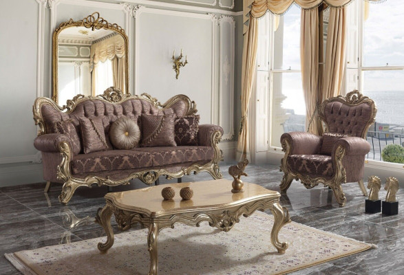 Sofa set upholstered sofa sofa couch purple fabric sofa Chesterfield set 3+1