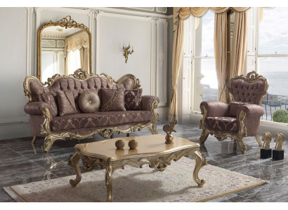 Sofa set upholstered sofa sofa couch purple fabric sofa Chesterfield set 3+1
