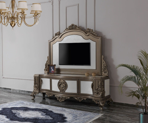Living room TV cabinet stand TV sideboard lowboard wood brown table luxury