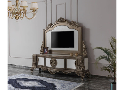 Living room TV cabinet stand TV sideboard lowboard wood brown table luxury