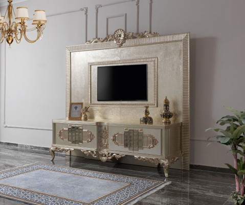 Lowboard TV stand sideboard TV cabinet wood gold living room table luxury