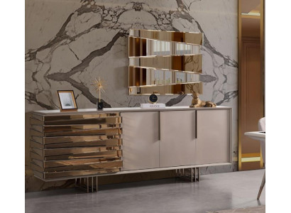 Sideboard Sideboard Chest of drawers Wood Wardrobe Beige Gold Luxury Living room