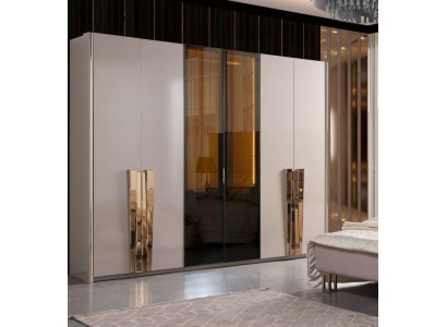 Wardrobe Modern Wardrobe Bedroom Cabinets Beige Wood Gold