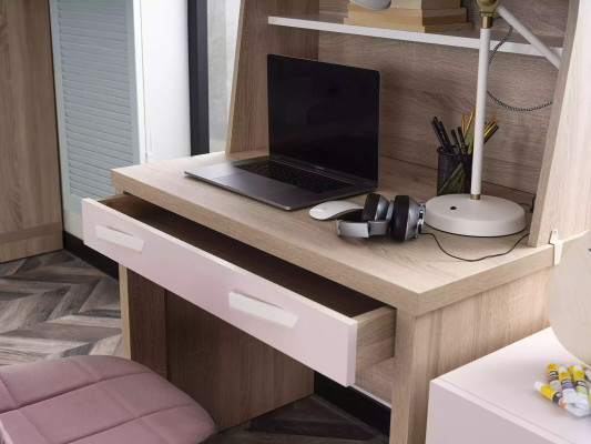 Group Childrens room Desk Bookshelves 4pcs Computer Wood Pink