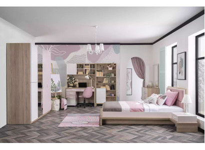 Childrens bed Childrens room Bed Wood Pink Suite Children's furniture set 9 pieces