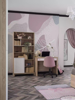 Desk Childrens room Bookshelves Set 4pcs Computer Wood Pink new