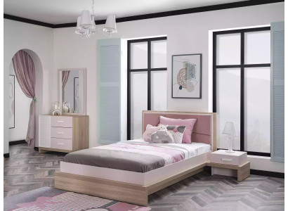 Group Childrens bed Childrens room Bed Wood Pink Children's furniture set 4 pieces