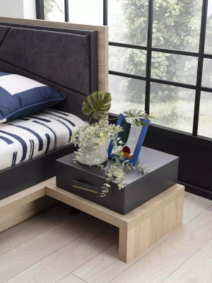 Bedside table Telephone table Childrens room Nightstand Wood Gray Wardrobe