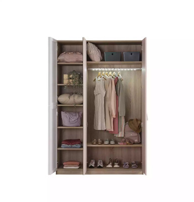 Modern children's room wardrobe three-door wooden furniture mirror cabinet