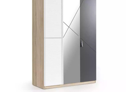 Wardrobe 3 Doors Moden Wardrobe Wood Gray Mirror Childrens room