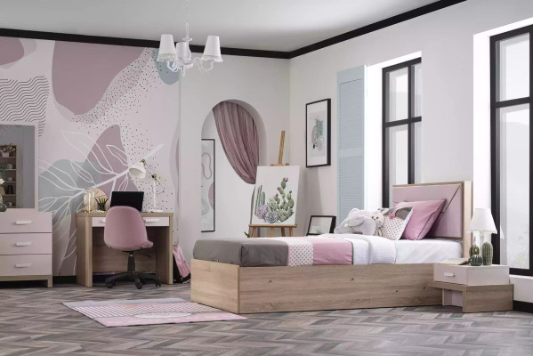 Childrens bed Bed Bed Frame Wood Pink Childrens room bed base Modern