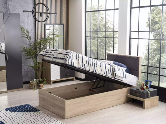 Childrens bed bed base Bed Bed Frame Wood Gray Childrens room Beds