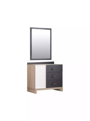 Children's Dresser Mirror Chest of drawers Wardrobe Children's Room Shelf Gray Wood Set