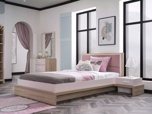 Childrens bed Childrens furniture Bed Bed frame Wood Pink Childrens room Modern