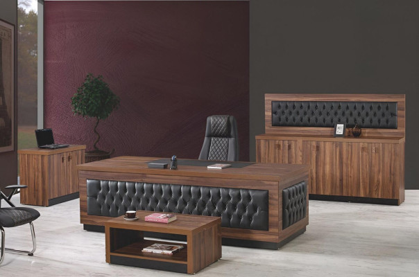 Luxury Office furniture Complete Office Desk Office Set 4-piece Wood Brown