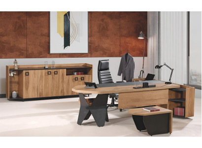 Suite Office Desk Office desk Set 4pcs Wood Brown Chest of drawers Big