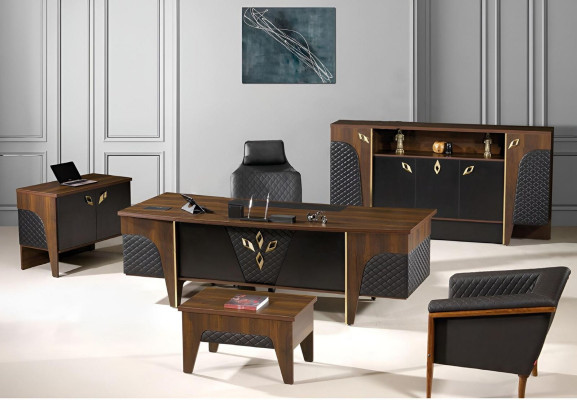 Office furniture Complete Office Desk Office Office desk Set 4-piece Wood Brown