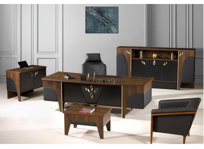Office furniture Complete Office Desk Office Office desk Set 4-piece Wood Brown
