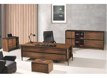 Office furniture Complete Office Desk Office Office desk Set 4-piece Wood Brown