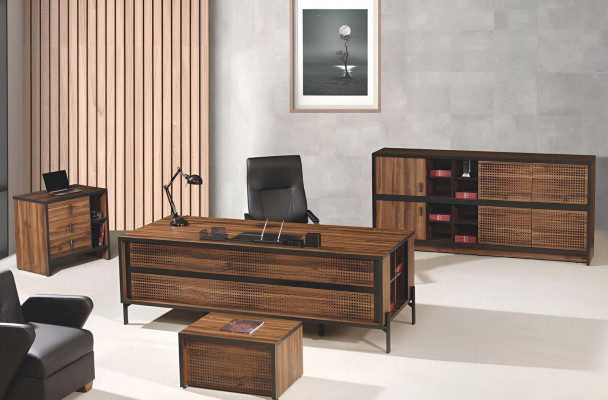 Complete e Study room furniture Desk Office desk 4-piece Wood Brown