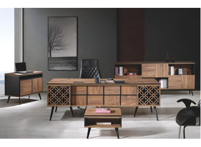 Office desk Study room furniture Complete Office Desk 4pcs Wood Brown