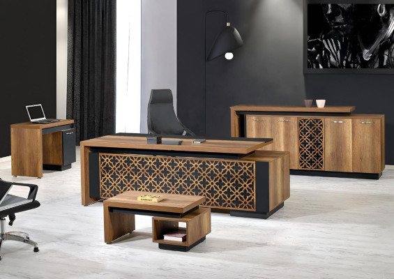 Classic Complete e Study room furniture Desk 4pcs Wood Brown