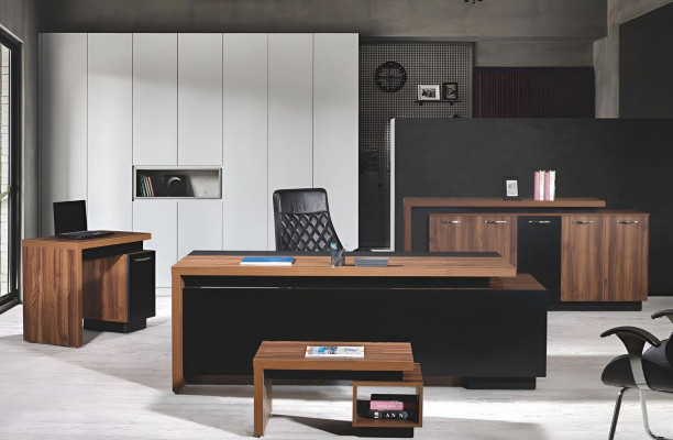 Office furniture Complete Office Desk Office Office desk 4-piece Wood Black