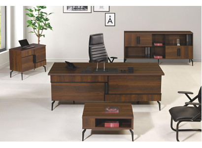 Office furniture Complete Office Desk Office Office desk Set 4-piece Wood Brown