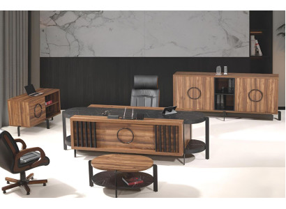 Luxury Complete e Office Desk Office desk Set 4-piece Wood Brown Table